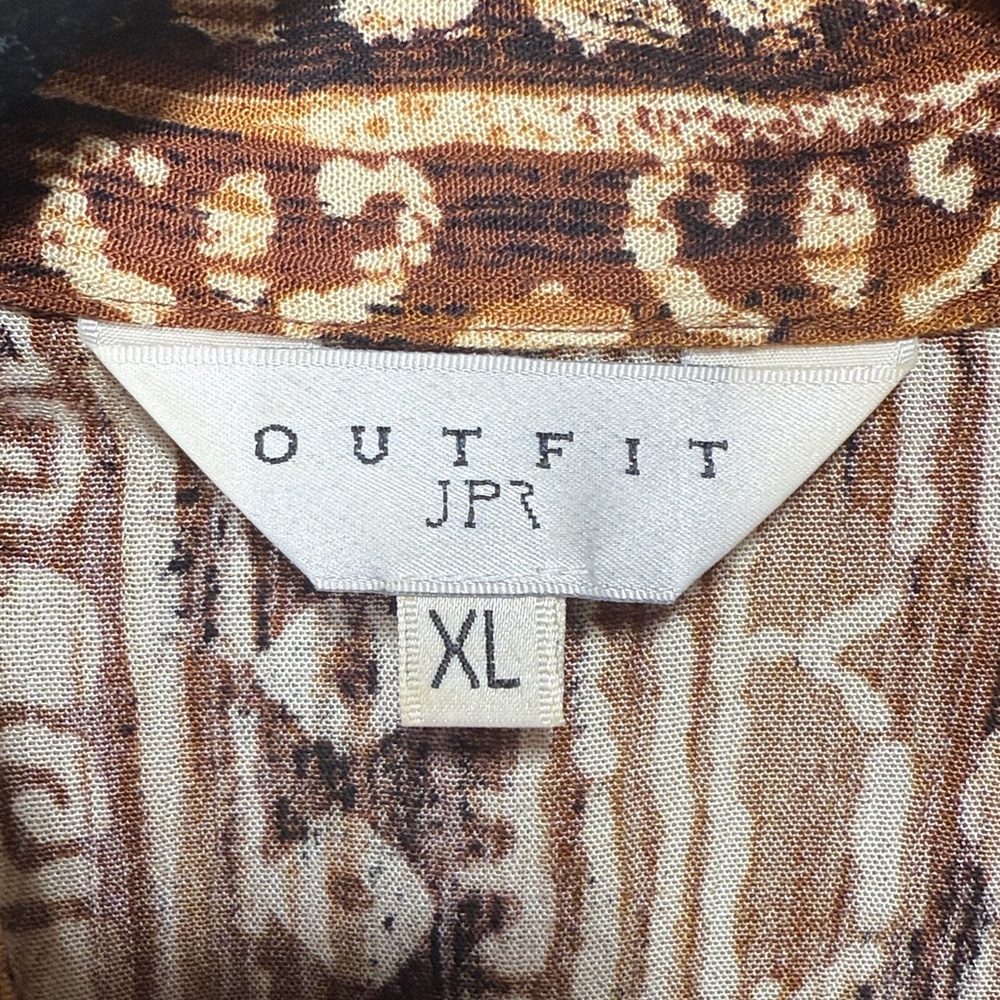 Outfit Dress Brown Patterned Two-Piece Set Maxi Size XL 1980's - Picture 6 of 15